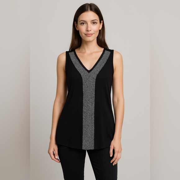 👚 Will Smith Black Sleeveless Embroidered V-Neck Blouse - Size Small 🌟 - Picture 9 of 9